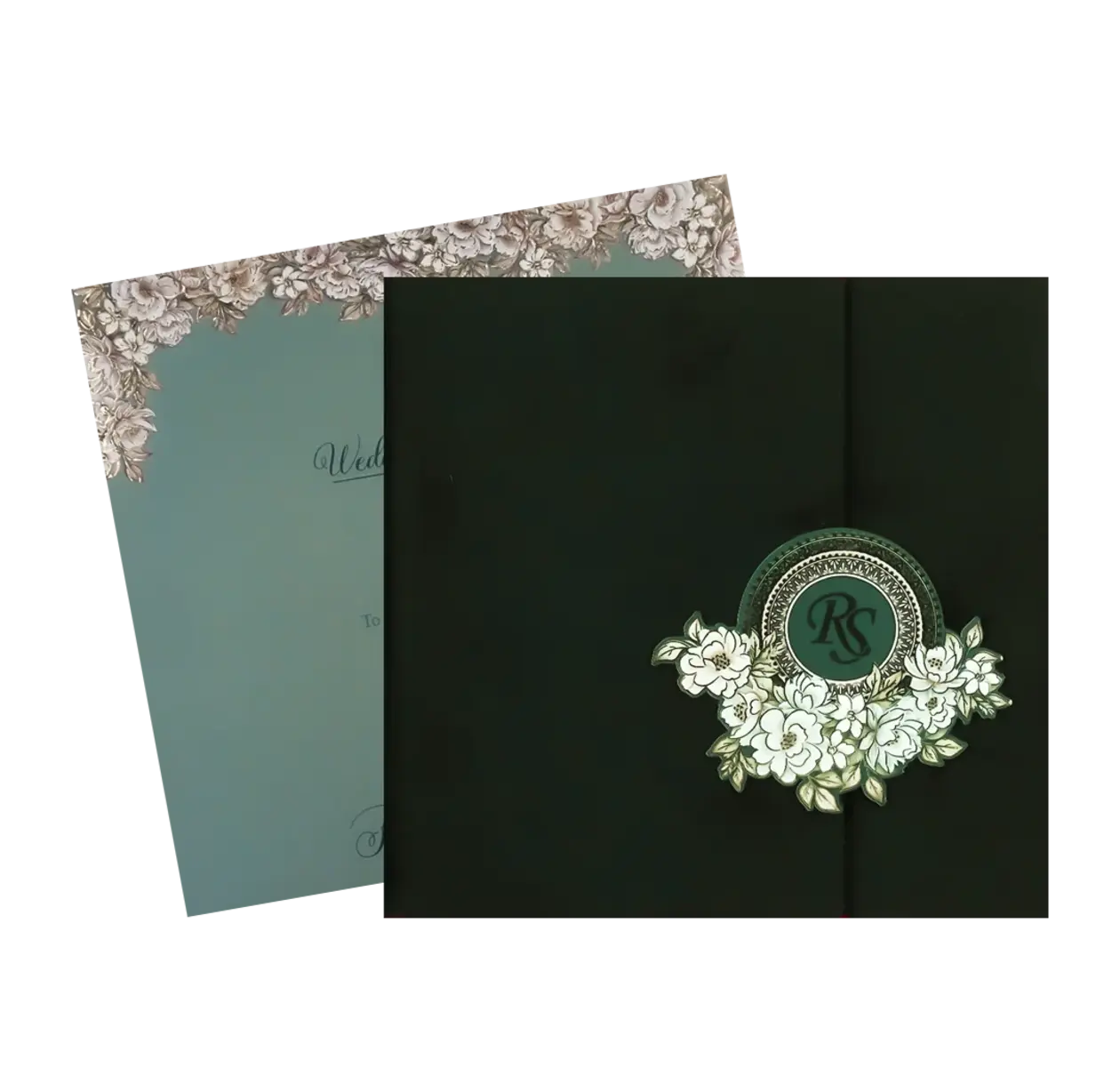 Emerald Green Bismillah Velvet Hardbound Card